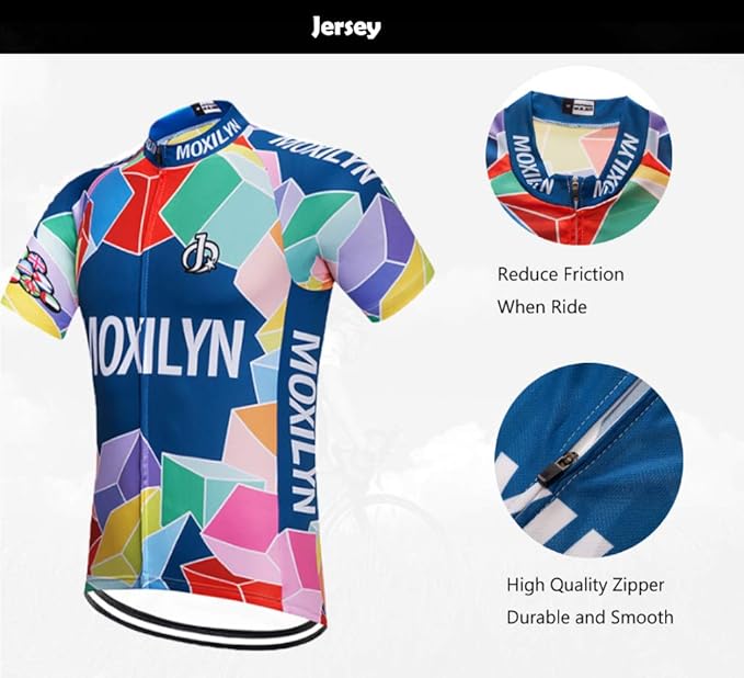 MOXILYN Men's Cycling Jersey Full Zip Riding Clothing Mountain Bike Tops Quick Dry - Bike Shirts