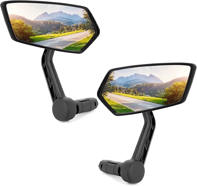 Arkham Bike Mirror for 0.59-0.65" Diameter Handlebar HD Bar End Bicycle Mirror Auto-Grade Glass fits Thickened Automotive Grade Glass for Handlebar E-Bike (Pentagonal Pair)