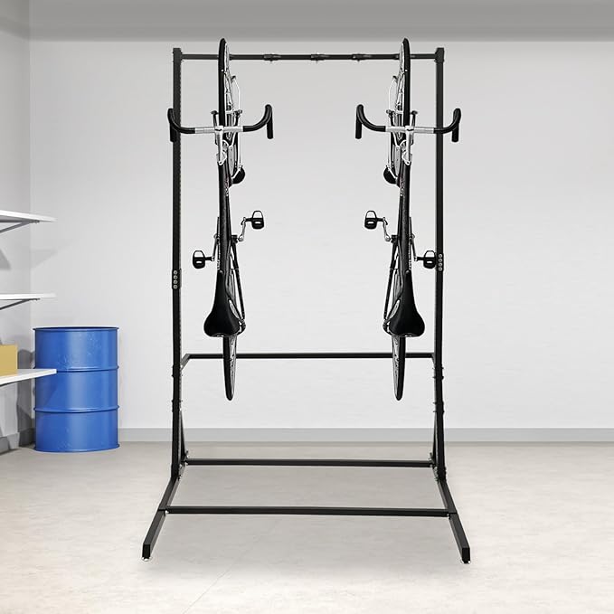 Freestanding 5 Bike Storage Rack 330 Lbs Sturdy Metal Vertical Bike Rack Indoor Garage Floor Stand Bicycle Organizer for Home and Garage Organizer, Indoor/Outdoor Bike Storage Rack