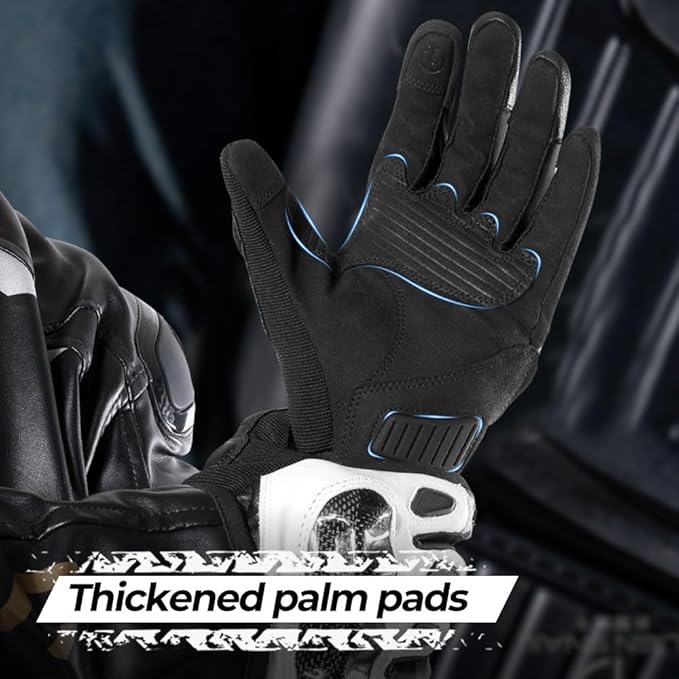WTACTFUL Goatskin Leather Carbon Knuckle Motorcycle Gloves for Ultimate Protection and Comfort