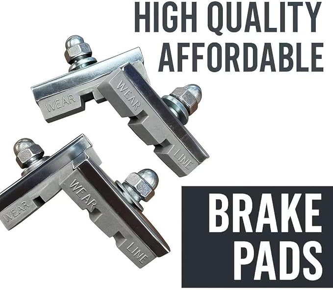 Gray Color, Premium Bicycle Brake Pads 4-Pack(2pair) – 4mm Durable & Quiet, Universal Fit for BMX, MTB, Road Bikes with Side-Pull Caliper Brakes – Long-Lasting Rubber and Steel Construction