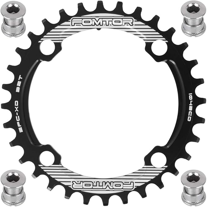 FOMTOR 104 BCD Chainring (30-52T) 7-12 Speed Compatible CNC 7075 Aluminum Narrow Wide Tooth Round Oval Chainrings for MTB/Road Bike Ebike Chainwheel Black/Red
