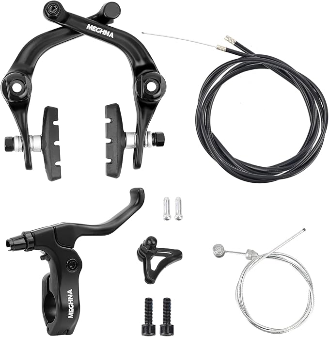 BMX Rear Aluminum Alloy Rim Brake Set，Bike Rear U Brakes Set, Complete Rear Brake kit for BMX Bike, Right Bike Brake with Cables and Brake Pads,Rear Rim Brake Set，Bike Rim Brake Sets,Universal