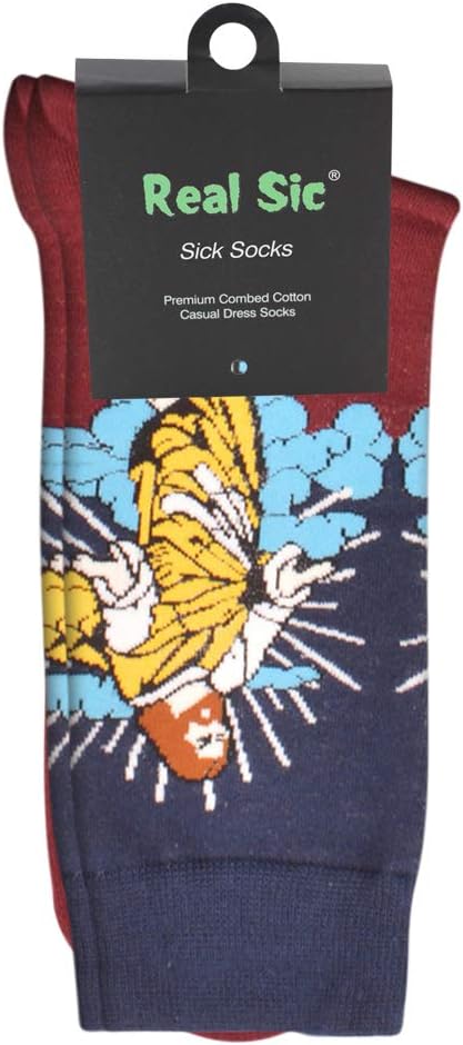 Real Sic Fun Socks for Men and Women - Cozy Cotton Dress Socks with Colorful Designs - Cool, Casual, Wacky Patterned
