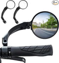 Handlebar Bike Mirror,2 Pack HD Wide Angle Safe Rearview Bicycle Mirrors,360° Adjustable Rear View Mirrors Anti-Glare Shatterproof Glass Lens,Compatible with E-bikes,Mountain Road Bikes (Circular)