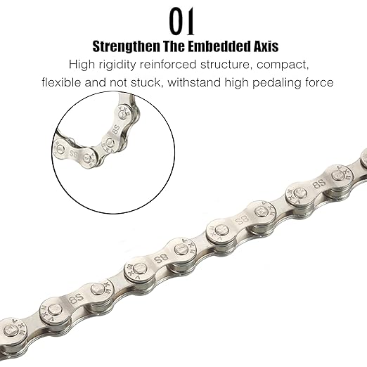 VXM Bike Chain 1/2" x 3/32" 116 Links 6/7/8 Speed, MTB/MTB/Road, 4000 lbs, Steel