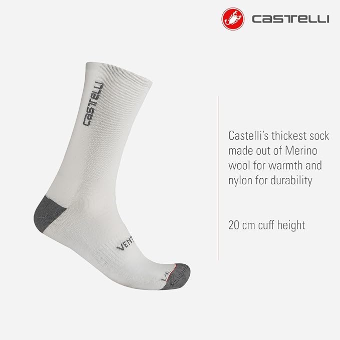CASTELLI Men’s Venti Soft Merino Sock, Cycling Accessory with Maximum Warmth & Comfort for Cold-Weather Road Cycling