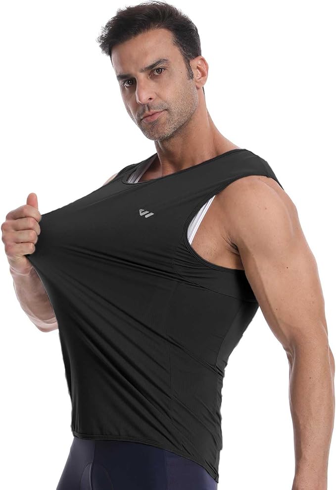 Lo.gas Sleeveless Cycling Jersey Men, Biking Base Layer Breathable and Lightweight with Back Pocket Sports Vest