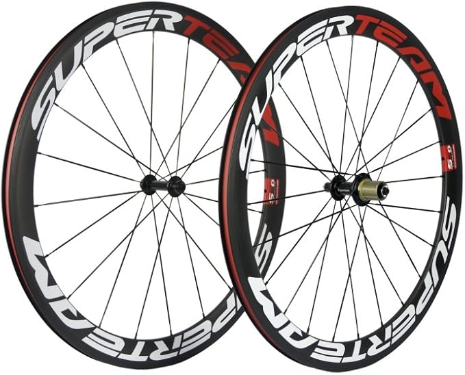 Superteam 50mm/23mm Clincher Wheelset 700c Carbon Wheel with White and Red Decal