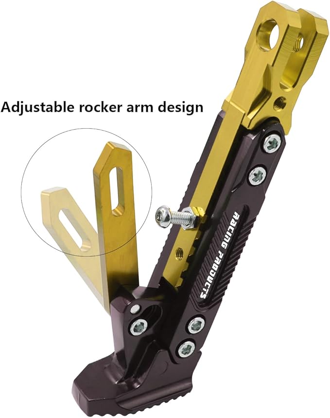 Universal Motorcycle Kickstand Adjustable Foot Side Support Parking Kickstand for Electric Motorbike Parking Foot Side Support Stand (Gold)