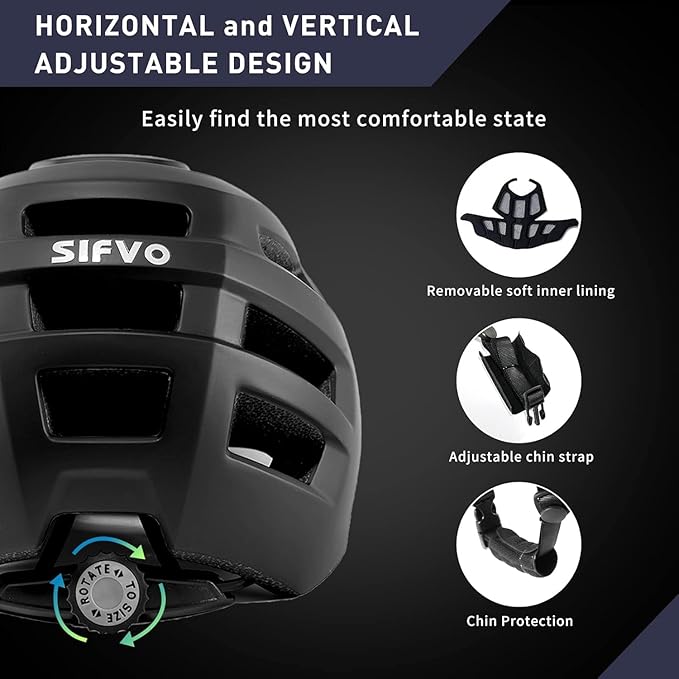Bike Helmet, SIFVO Bike Helmets for Men and Women, Mountain Bike Helmet with Visor Helmets for Adults to Youth Bicycle Helmet Road Bike Helmet Safe and Comfortable 54-62cm【M/L】