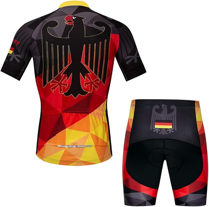 Hotlion Men's Cycling Jersey Sets Gel Pad Summer Bike Clothing Suit Breathable Bike Clothes with 3 Rear Pockets