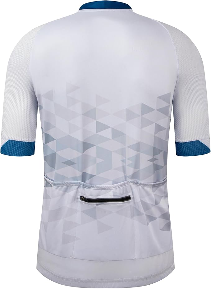 GCRFL Men's Cycling Jersey Short Sleeve Biking Shirt with 3 Rear Pockets + Zipper Pocket Breathable Quick Dry Bicycle Jersey