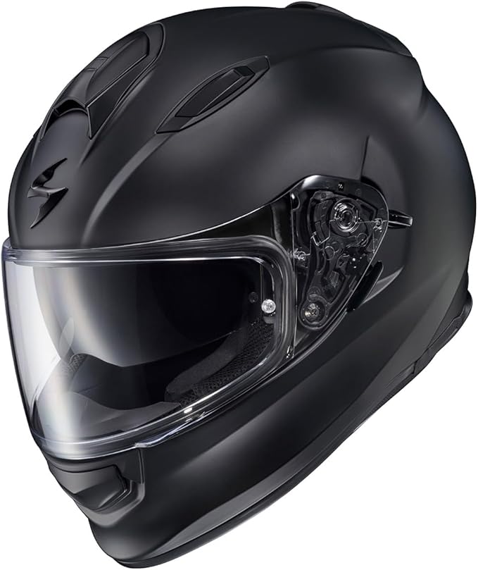 ScorpionEXO Ryzer Full Face Motorcycle Helmet with Pinlock Ready Shield with Integrated Speaker Pockets DOT ECE Approved Solid (Matte Black - Small)