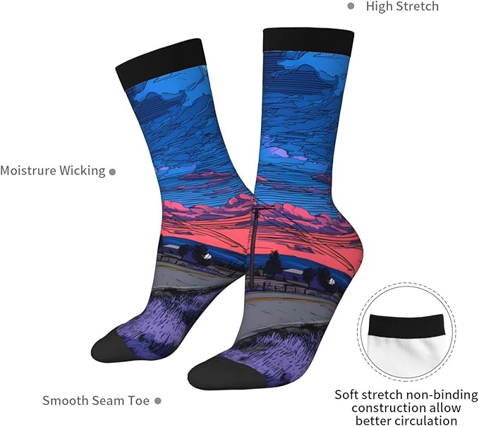 (Cycling on the road) Mid Calf Socks Breathable Adult Unisex Socks Casual Daily Wear for Women Men