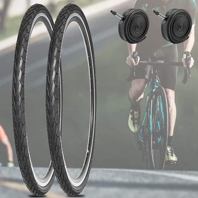 2 Pack 700x23C/25C/28C/35C/38C Bike Tires Plus Bike Inner Tubes Presta Valve 48mm or Schrader Valve 48mm Foldable Replacement Tires for Road Bicycle
