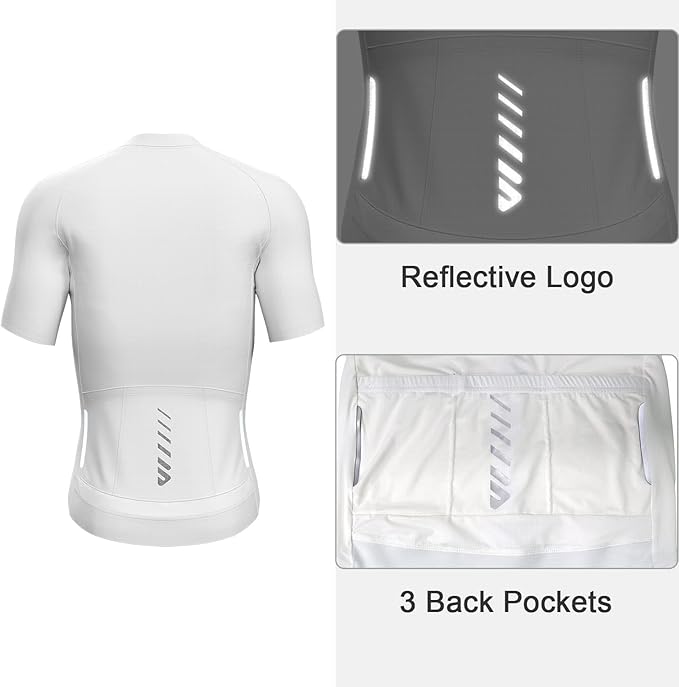 Lo.gas Cycling Jersey Men Short Sleeve, Road Bike Jerseys Full Zipper with Pockets, Bicycle Clothing Breathable Quick Dry