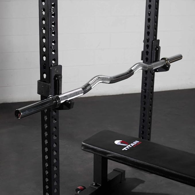 Titan Fitness Rackable EZ Curl Fat Bar, 48mm Shaft, Rated 1,000 LB, Chrome Finish