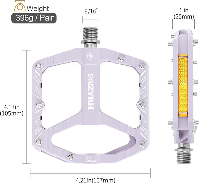 MZYRH Mountain Bike Pedals MTB Pedals,9/16" Non-Slip Lightweight Aluminum Alloy Bicycle Pedals for Road Mountain BMX MTB