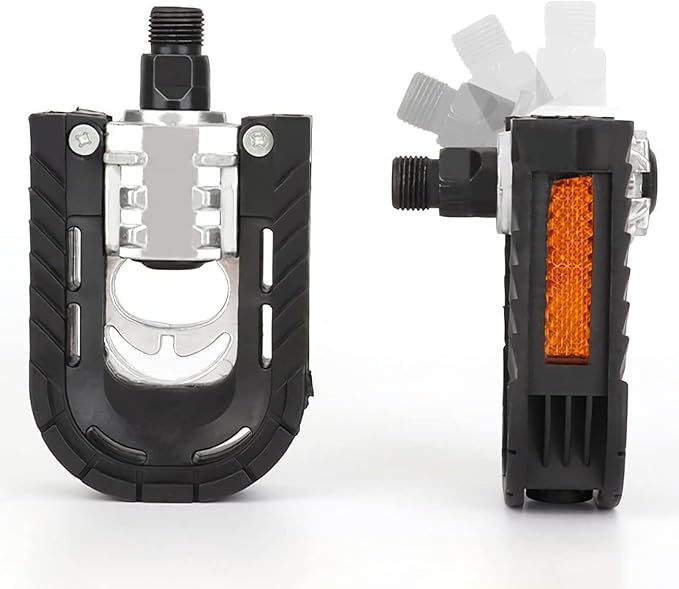 Bike Pedals, Folding Bike Pedals 9/16'' with Reflective Strips | Aluminum | Non-Slip | Waterproof | Wide Flat Cycling Foldable Pedals for Ebike, Urban Commute, MTB Bikes
