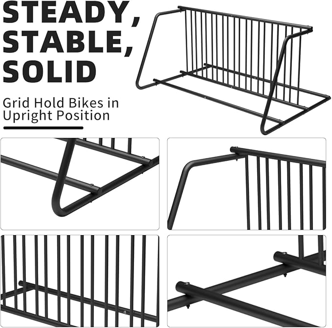 Commercial Grid Bike Rack-59" Length Single & Double Sided 10 Holders Floor Bike Parking Rack Stand, Bicycle Storage Stand for Garage,Store,School,Park Storage & Universities Power Coated Steel