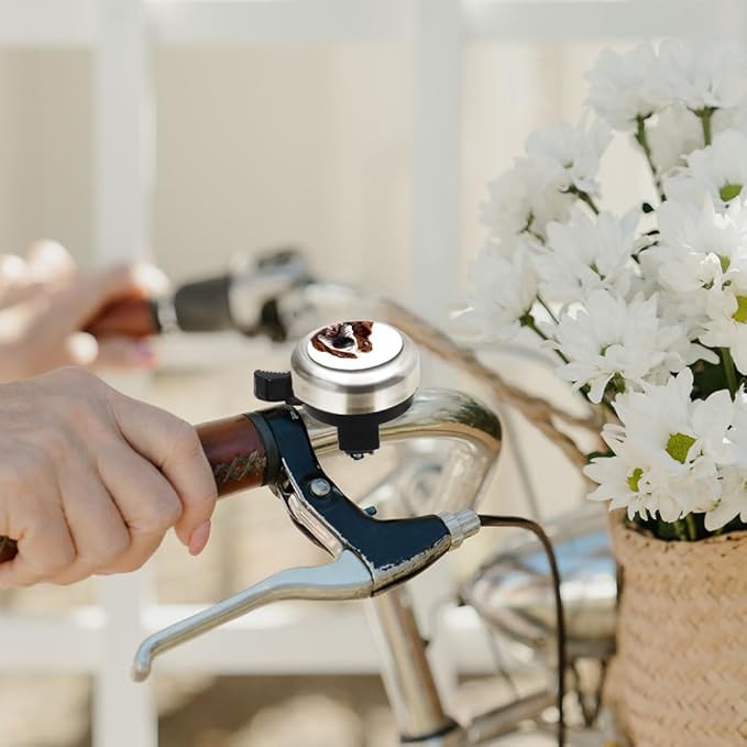 WIRESTER Silver Aluminum Round Bike Bell, Classic Ring Bicycle Bell, Bike Accessories Bell Ring for Adults Kids Girls Boys