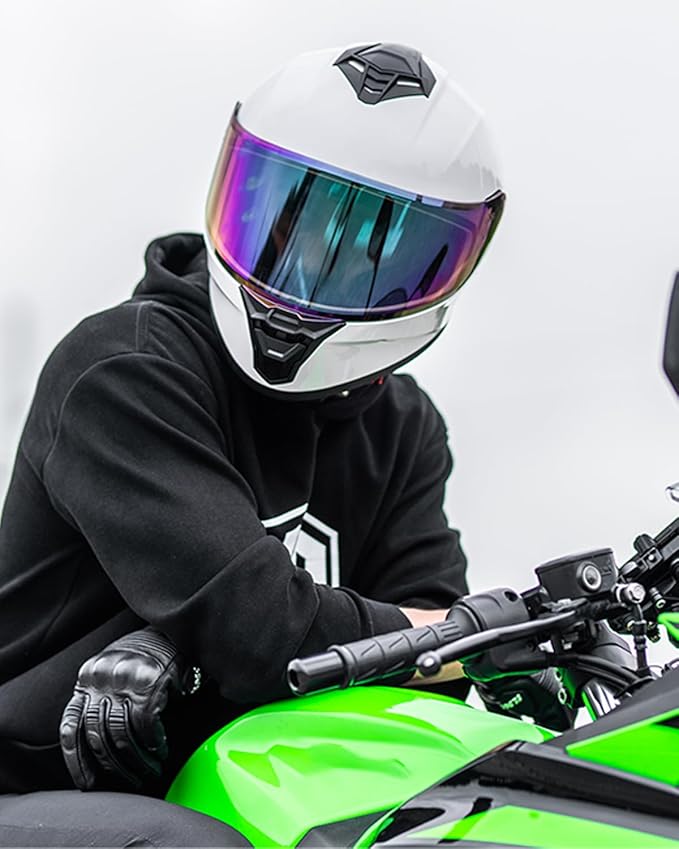 Motorcycle Helmets for Adult Men Women, Full Face Lightweight Street Bike Racing DOT Helmet with Extra Clear Visor Model AU-T801