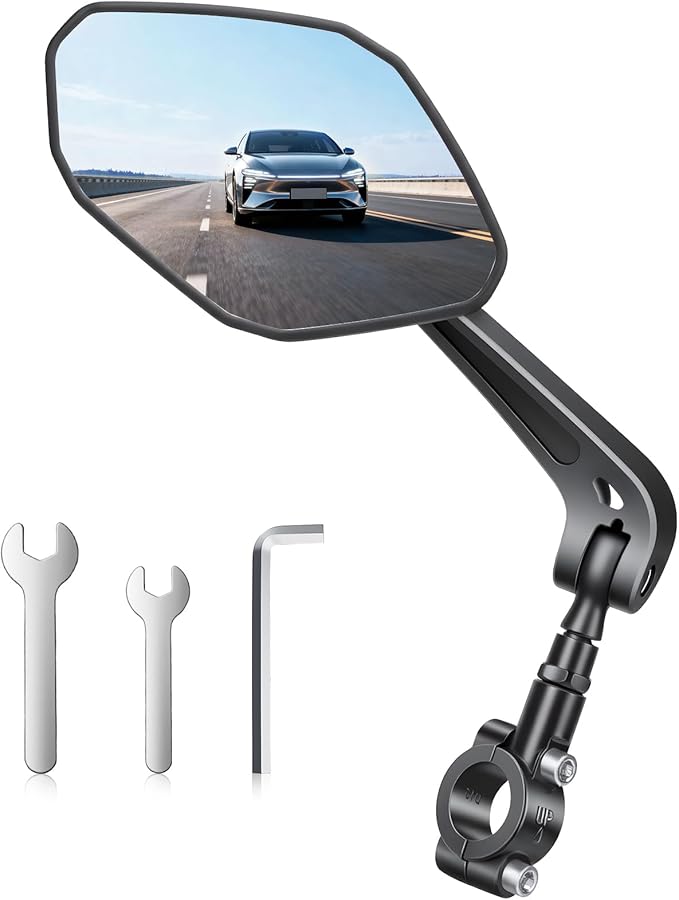 Bike Mirror Large HD Field of Vision, Rear View Mirror, Adjustable Safety Handlebar Bicycle Mirrors Accessories for Ebike Mountain Road Bike Scooter, Fits 22-28mm Handlebars