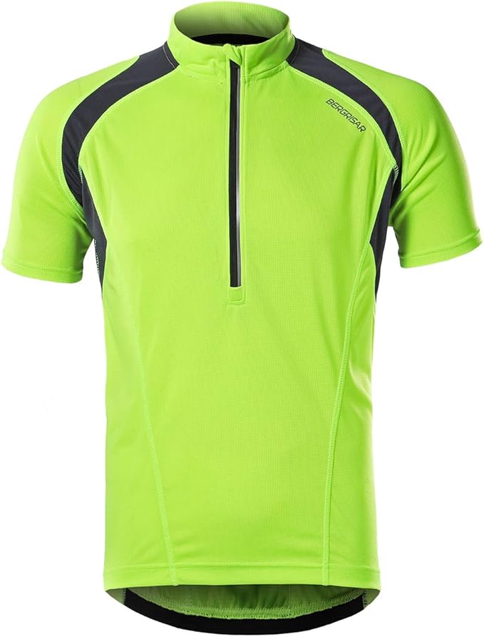 BERGRISAR Men's Half Zipper Cycling Jersey Short Sleeves Bike Bicycle Shirts with Zipper Pocket Quick-Dry Breathable BG060