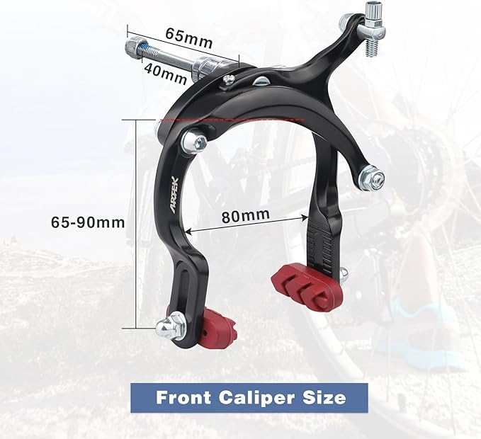 Bike Brake Set Front Caliper Brake Aluminum Alloy Left Brake Lever with Brake Cable for Mountain Bike BMX Cruiser Bike
