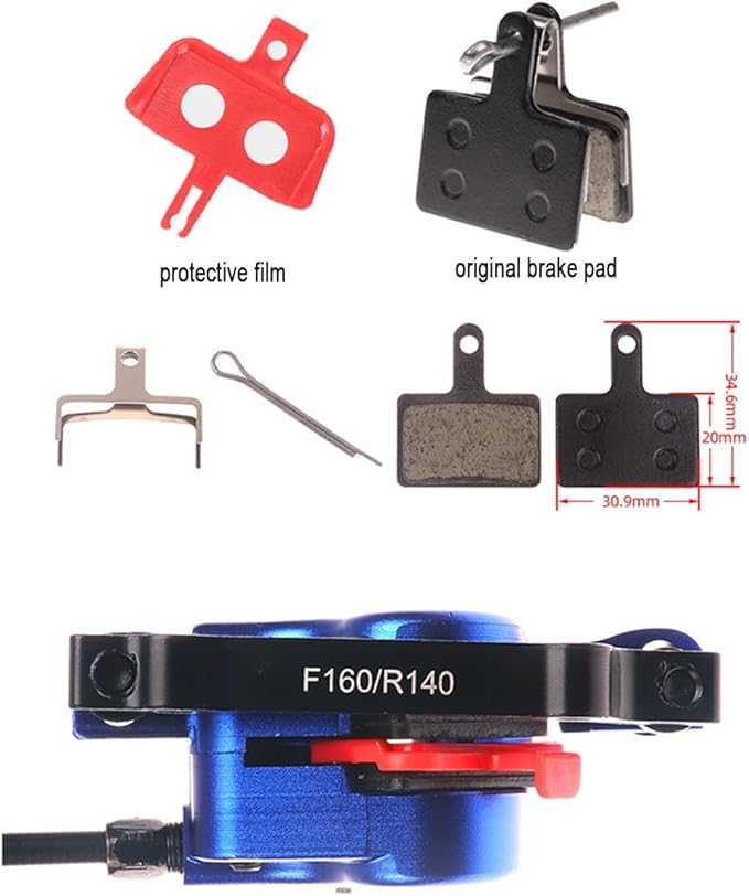 FukkeR Bicycles Aluminum Alloy Disc Brakes Left Front 800mm 2-Pistons E-Bikes Electric Power-Off Hydraulic Brake Fit 160mm Rotor for Mountain Bikes BMX E-Bikes XC Trail