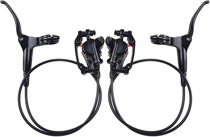 Hydraulic Disc Brake, Bike Brake Hydraulic Disc Oil Brakes With Lever Set Pre-Filled With 2 for Rotor for Mountain Bike X-C Trail, e-Bike, Fat Bike(left rear right front)