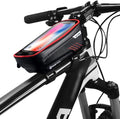 Bike Frame Bag, Bike Phone Mount, Waterproof Cycling Front Top Tube Pouch Pannier Bicycle Frame Phone Holder Crossbar Storage Bags for iPhone 13 12 11 Pro MAX XS XR X 8 7 Plus Smartphones Below 6.5''