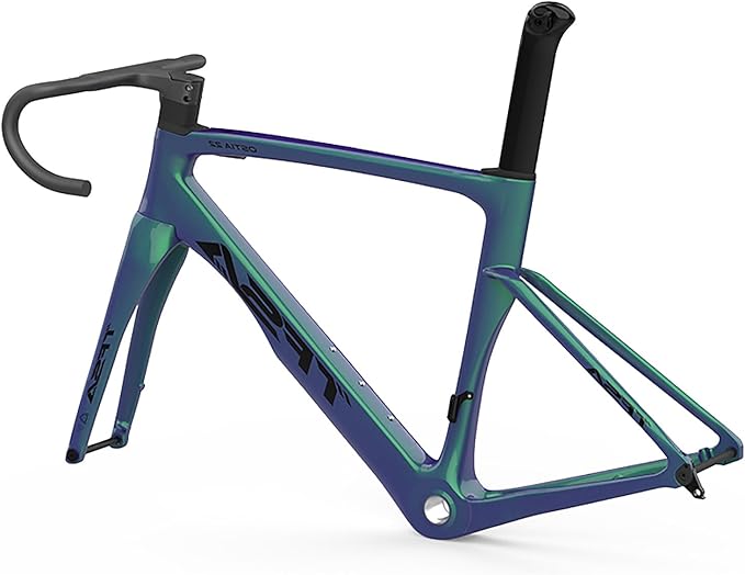 49/52/54/56cm Carbon Road Bike Frameset BSA BB68 Quick Release Frame Carbon Fiber Tapered Fork Disc Brake Frame Lightweight Thru Axle 12x100mm/12x142mm Internal Routing(Green 1,49cm)