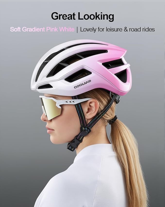 Odoland Adult Bike Helmet - Super Ventilation & Impact-Resistant Frame, Adjustable Dial System Lightweight Bicycle Helmet for Mountain, Commuting, Road Cycling