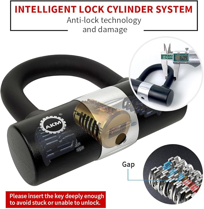 AKM Bike Lock Chain Lock 120cm/4ft Heavy Duty Durable 10mm Thick Ring Anti-Theft Bicycle Chain Lock with 4Keys Security 16mm U Lock Disc Lock for Bicycle,Moped,Scooter,Motorcycle