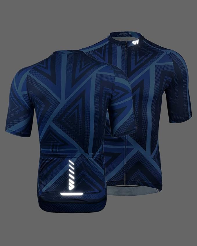 Wulibike Men's Cycling Jerseys Short Sleeve Bike Biking Shirts Full Zip with Pockets Road Bicycle Clothing