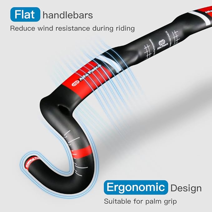 Alfa Pasca Aero Handlebars for Road Bike Carbon Racing Bicycle Handlebars Drop Bars Lightweight 31.8 UD Glossy/Matte 400/420/440mm