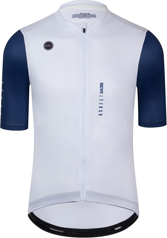 GCRFL Cycling Jersey Men Shorts Sleeves Road Bike Jersey Bicycle Tops Shirt, Zipper Pocket UPF 50+ Lightweight PRO Race Fit