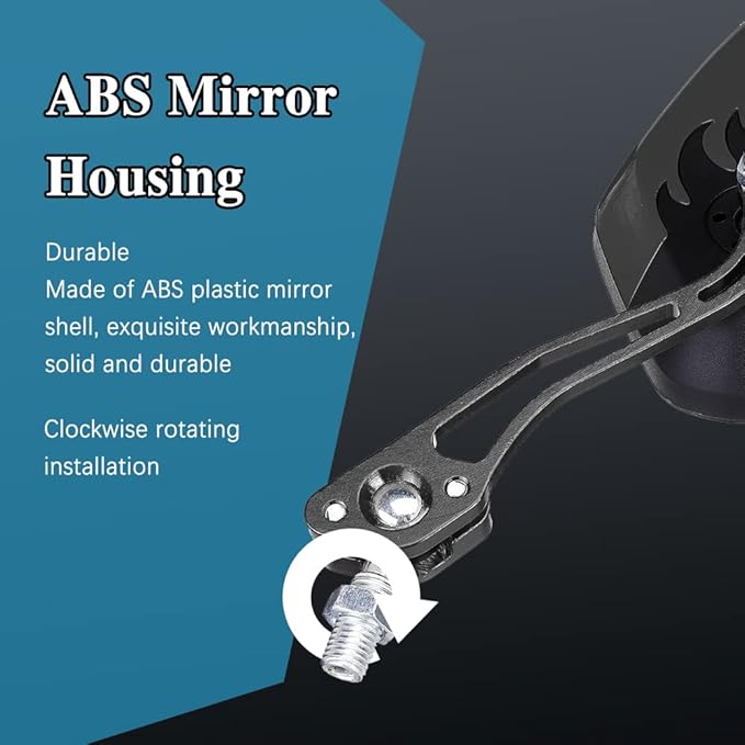 ASUBHA 2PCS Motorcycle Mirrors, Motorcycle Mirrors for Handlebar, Convex Handlebar Rear View Side Mirror with M8 M10 Bolt, Wide Angle Rear View Mirror Car Accessories for Scooter ATV UTV Dirt Bike