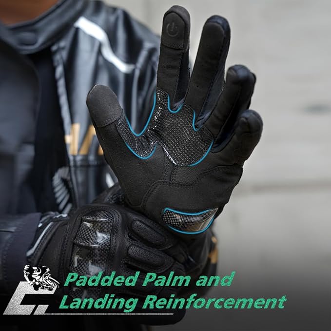 WTACTFUL Goatskin Leather Carbon Knuckle Motorcycle Gloves for Ultimate Protection and Comfort