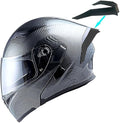 1Storm Motorcycle Modular Full Face Helmet Flip up Dual Visor Sun Shield: HB89 Carbon Fiber Black