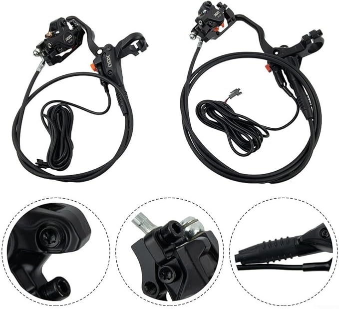 E-Bike Hydraulic Disc Brake Set Electric Power Control Shifter, Aluminum Front 140/160mm Rear 160/180mm Brake Rotors, Left/Right-Front/Rear Braking Direction For Scooter And Motorcycle(front+rear)