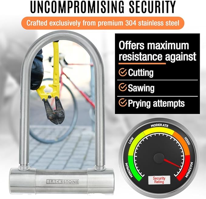 Crystal Vision Anti Theft Loud 130db Alarm Heavy Duty Bike Lock Weather Proof Multi Purpose