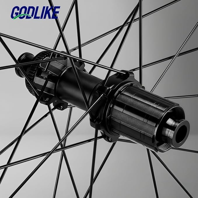 GODLIKE Ultralight Carbon Fiber Road Bike Wheelset 700C 42mm Deep Section Thru Axle Disc Brake Center Lock 120 Points Hub Carbon Clincher Rims