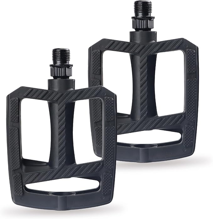 MEGHNA Bike Pedal 9/16 inch Thread Universal Pedals Lightweight Non - Slip Bicycle Pedal Flat Pedal Nylon for Mountain Bike Cruiser Bike Commuting Bike Folding Bike Kids Bike (Black)