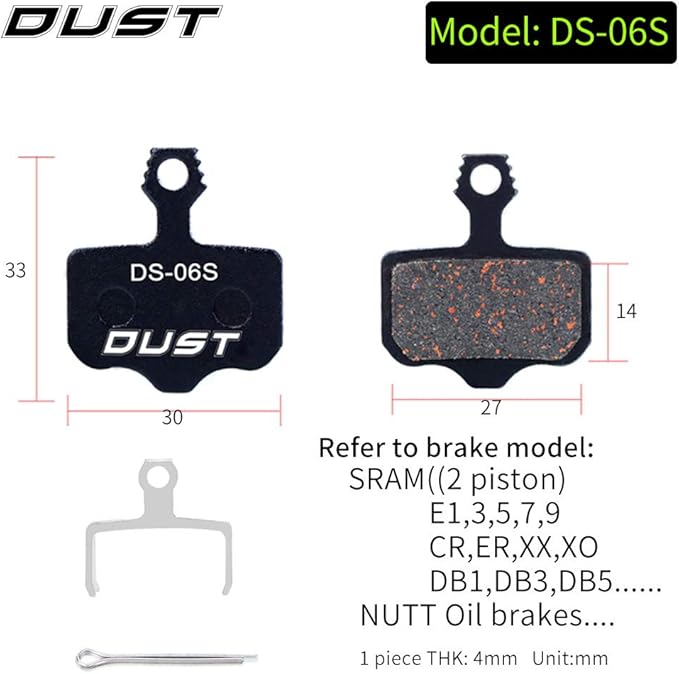 4 Pairs Bicycle Bike Disc Brake Pads for SRAM Avid Elixir E1 E3 E5 E7 E9 CR XO XX DB1 DB3 DB5 Nutt Oil Brake(Semi-Metallic/Sintered Metal) (Semi-Metallic)