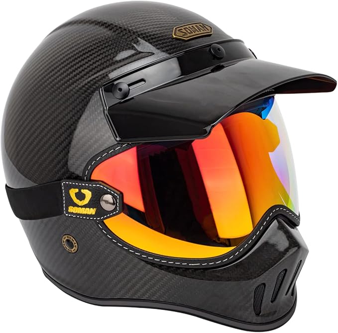 Retro Motorcycle Helmet Shield Bubble Visor, PC Goggles Lens Replacement for Off-Road Cruiser Motorcycle Helmet Bell Moto-3
