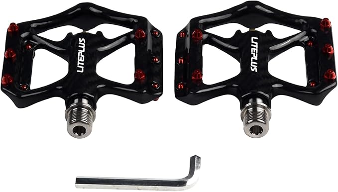 Ultralight Carbon Fiber Road Bicycles Pedals – 181g/pair, 99mm Wide Platform for Titanium Sealed Bearings & 10 Aluminum Anti-Slip Nails, Compatible for Road/Mountain/Folding Bikes