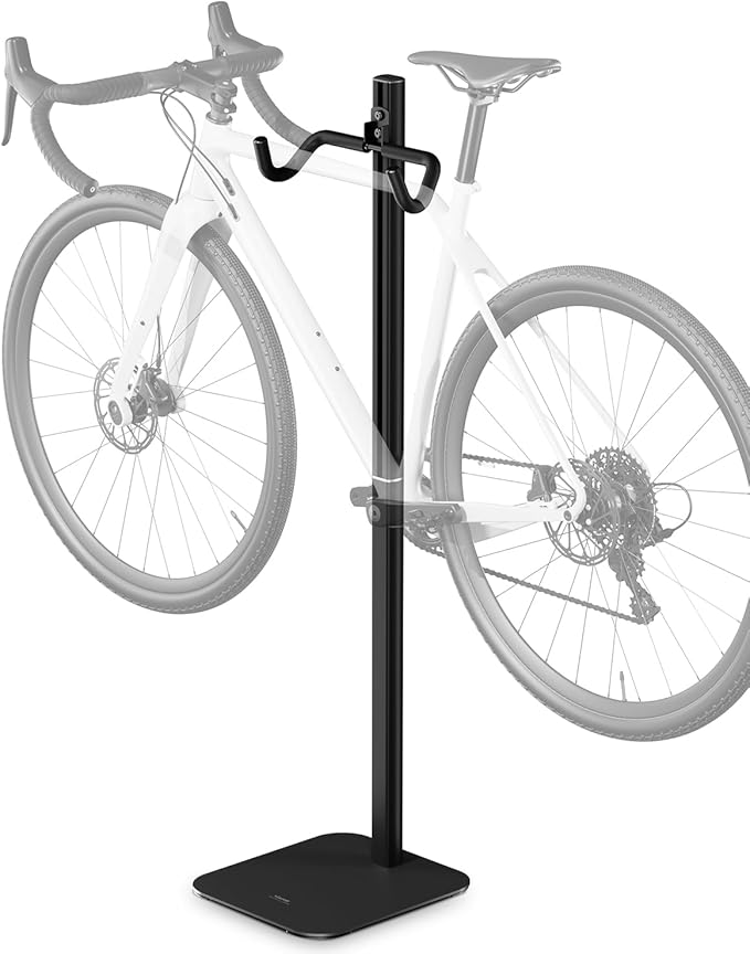 Viozon Adjustable Bike Floor Stand, Aluminum Alloy Vertical Bicycle Storage Rack with Height & Angle Adjustment, EVA Protective Hooks & Wheel Strap, Max Load 33lbs, Space-Saving Bike Rack